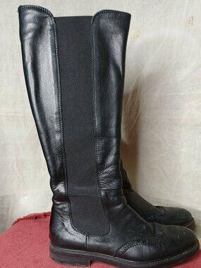 Lavorazione Artigiana Womens Sz 6 Vero Cuoio Italian Black Leather Fancy Boots